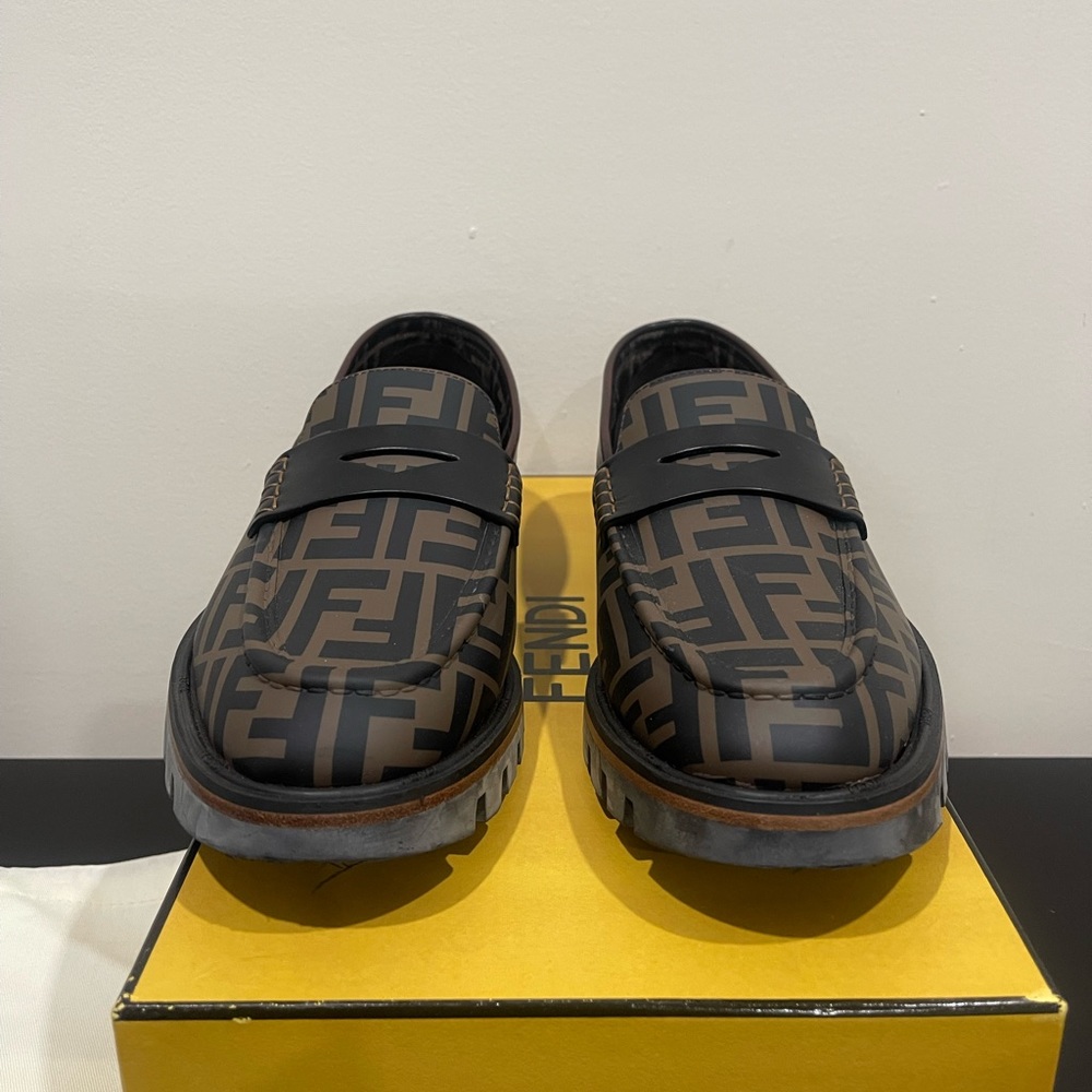 Fendi Printed Penny Loafers